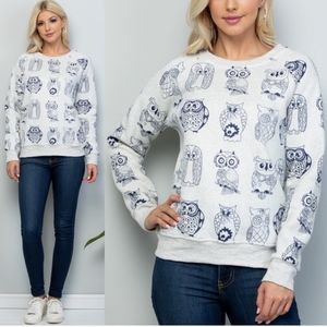 LA Soul Unique Owl Print Sweater Sweatshirt Size M
